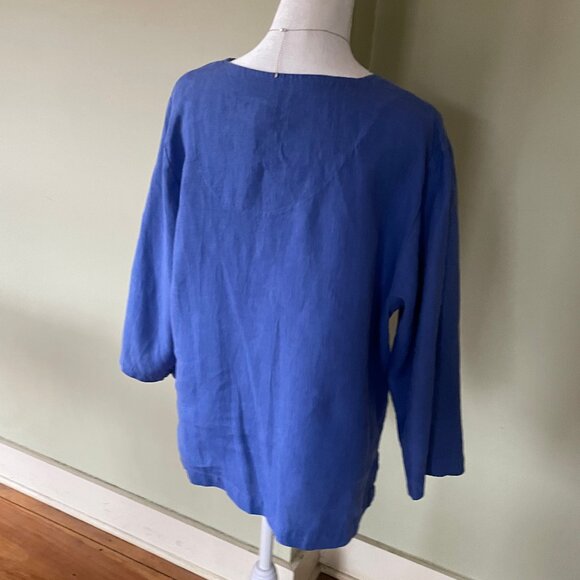 Women's 100% Linen Lilac 3/4 Sleeve Pullover Top (S) - Picture 4 of 12